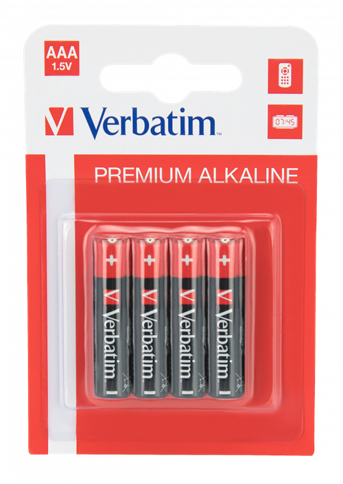 Batteri Alkaline Verbatim LR3/AAA 1,5V  4 stk. pr. pakke